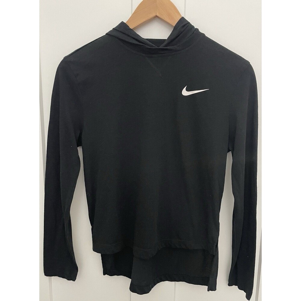 Nike Girls YXL Black Hooded Long Sleeve Shirt (Longer Length in the Back)